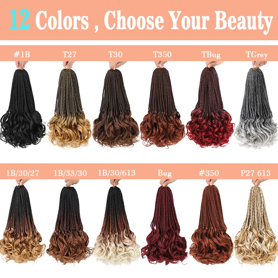 Tresses synthétiques au crochet de 14 pouces pour cheveux bouclés français, tresses en boîte de bouc