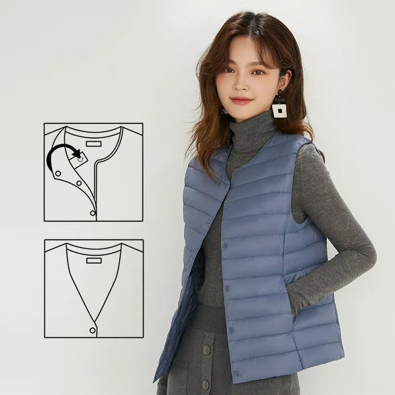 Gilet bouffant sans manches pour femmes, Ultra léger, deux voies, Portable, chaud, sans manches, dou