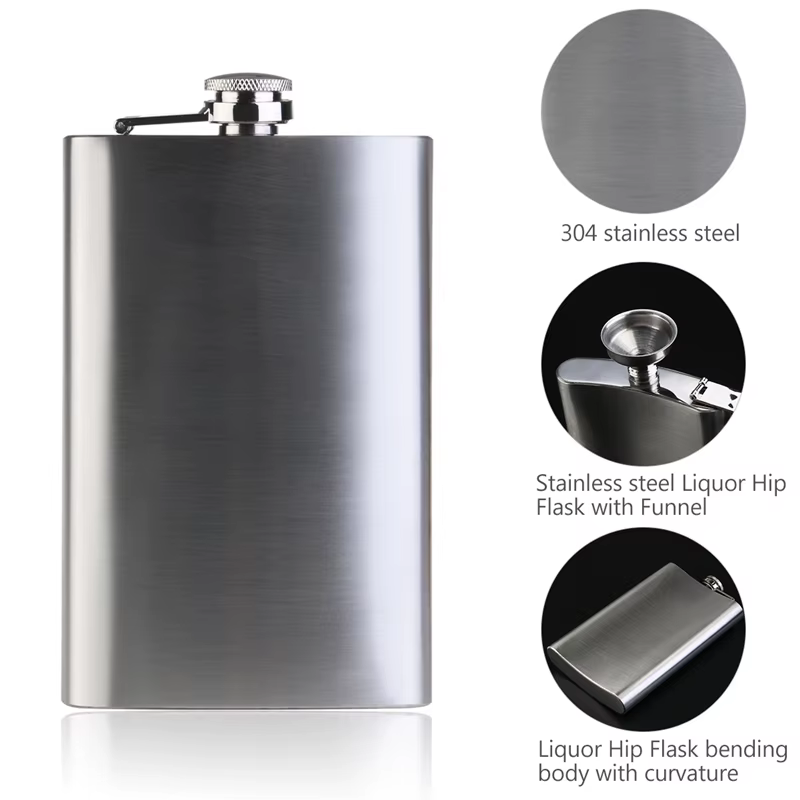 1 2 3 4 5 6 7 8 9 10 12 18oz fiole en acier inoxydable avec entonnoir poche fiole alcool whisky hanc
