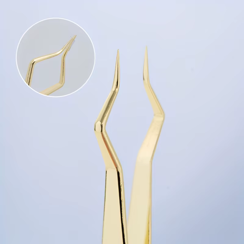 Pincettes d'extension de cils isolantes, nouveau design, pincettes à pointe incurvée en acier inoxyd