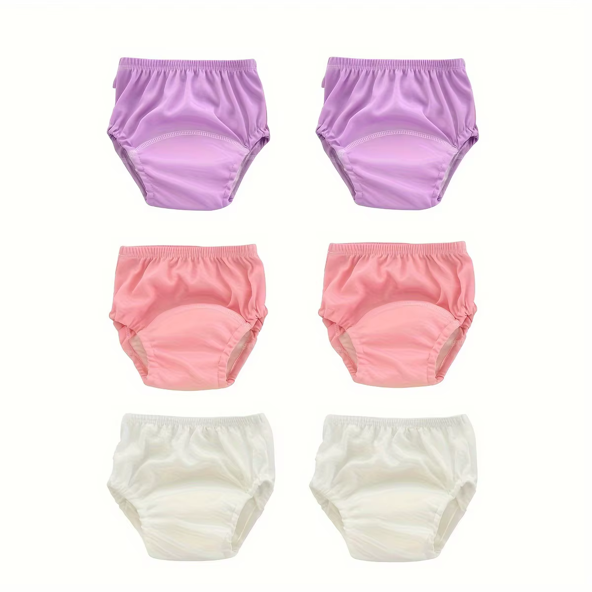 6 Pièces de Culottes d'apprentissage douces au toucher de couleur unie - Respirantes, lavables et ré