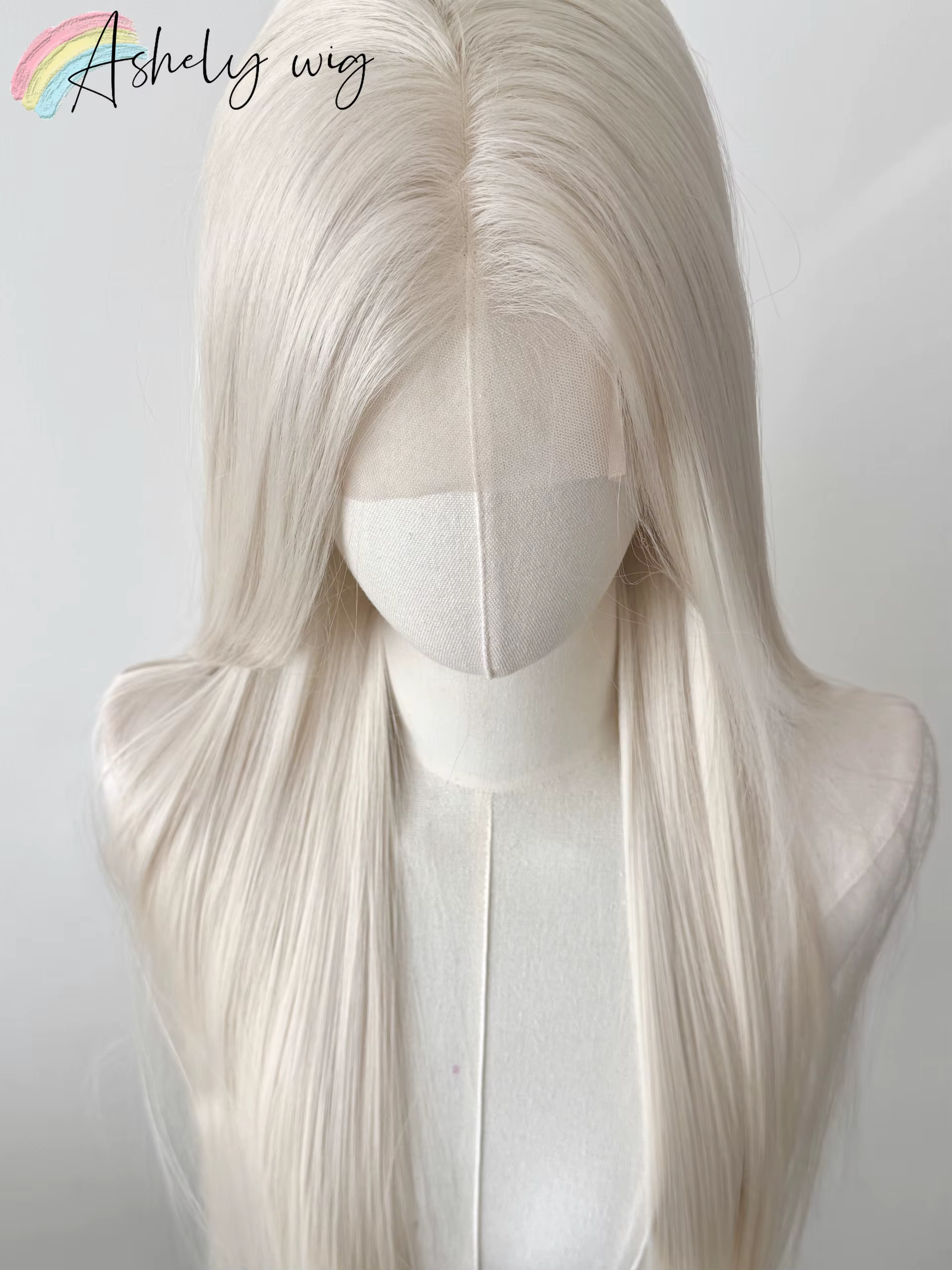 Perruque Lacefront platine 13x4 longue ligne droite perruque avant en dentelle blanche fibres haute 