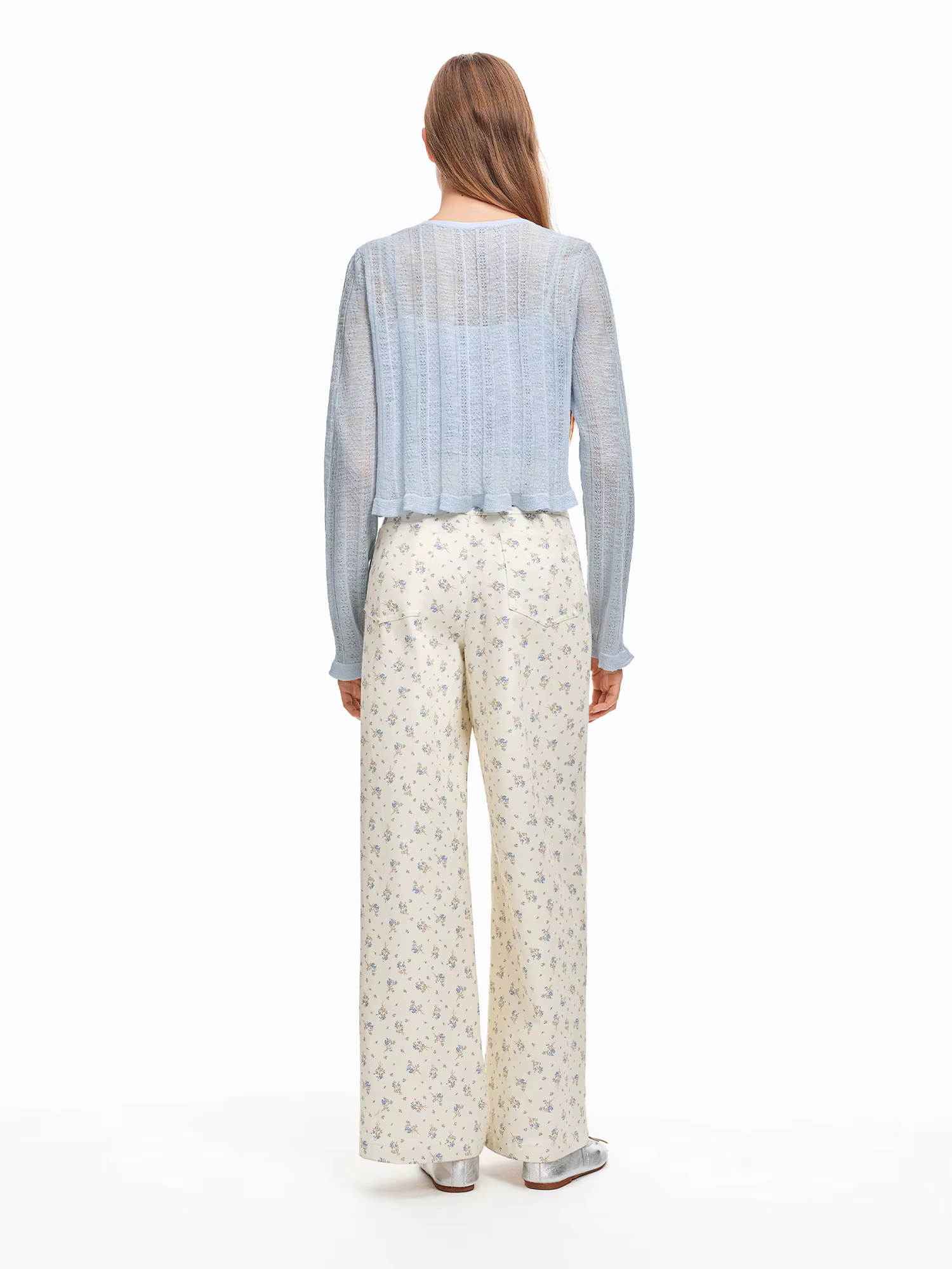 DUSHU 2026 – Pantalon droit en coton 100 % à imprimé floral frais pour femme – Pantalon décontracté 