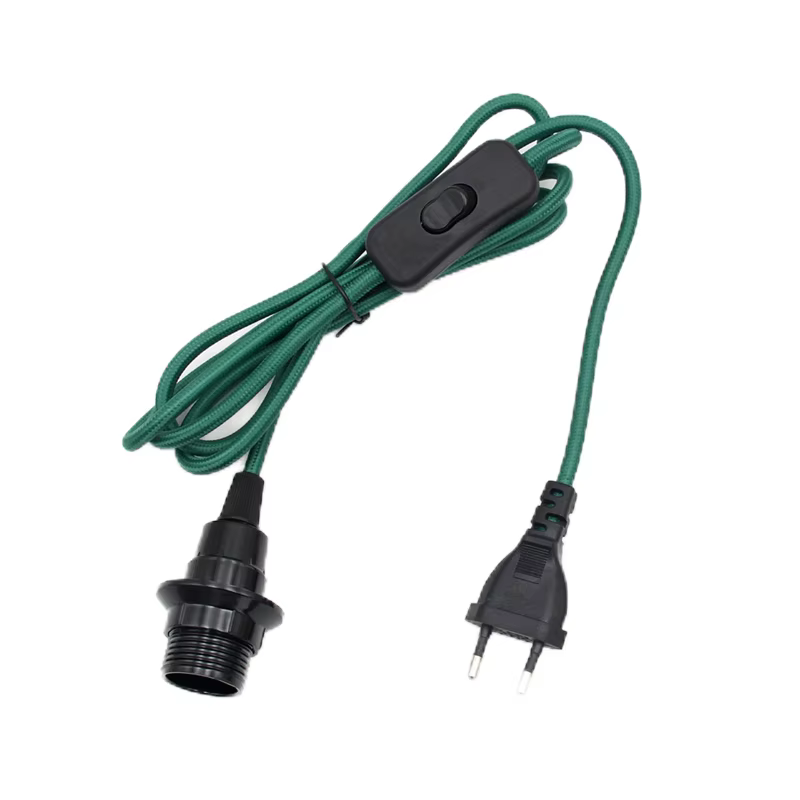 Cordon d'alimentation Standard ue de 2m avec interrupteur, support d'ampoule E14, douille de lampe p