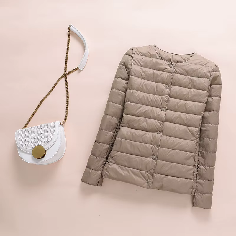 Doudoune ultralégère sans col pour femme, manteau coréen en duvet de canard, Parkas rembourré portab