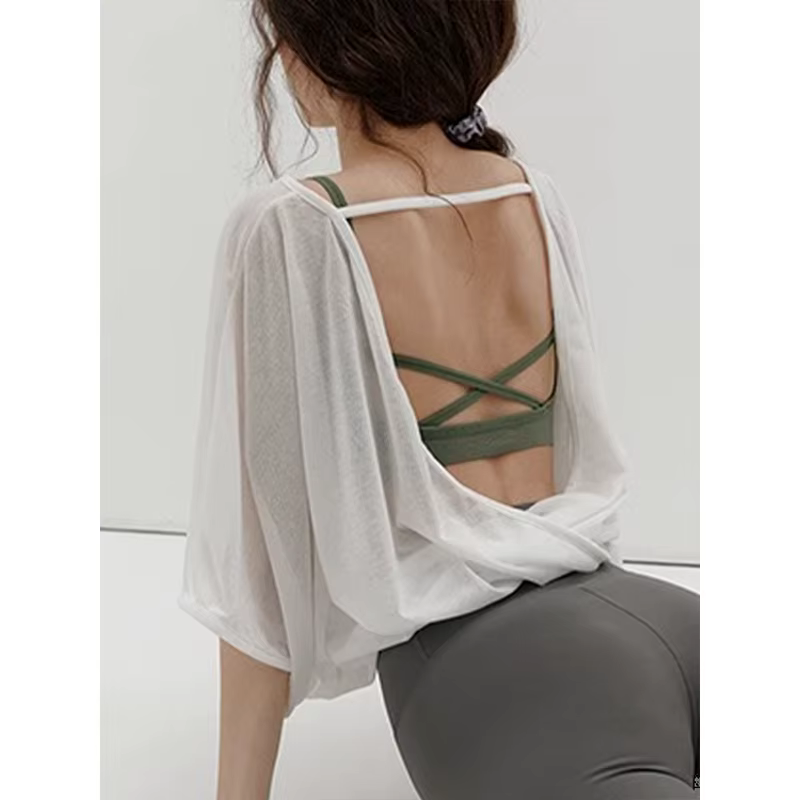Nouveau T-shirt Oversize Femme Été 2026 – Dos Nu Sexy, Découpes Tendance, Streetwear, Yoga, Course à