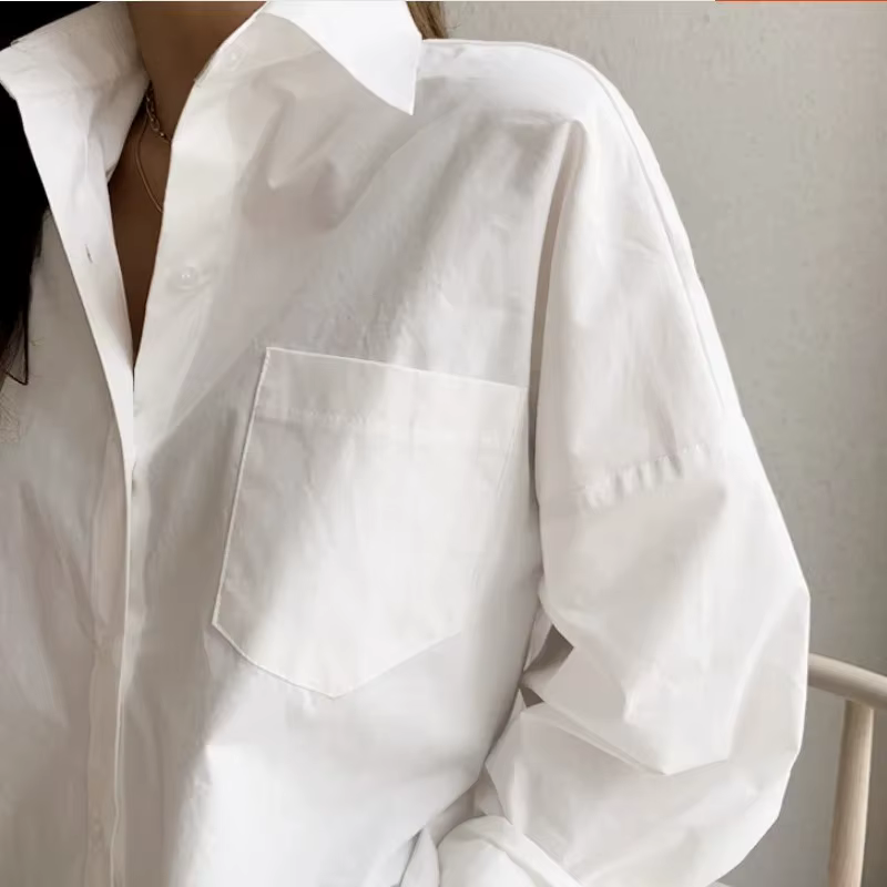 Chemise blanche à manches longues pour femmes, ample, tout avec la nouvelle version coréenne d'autom
