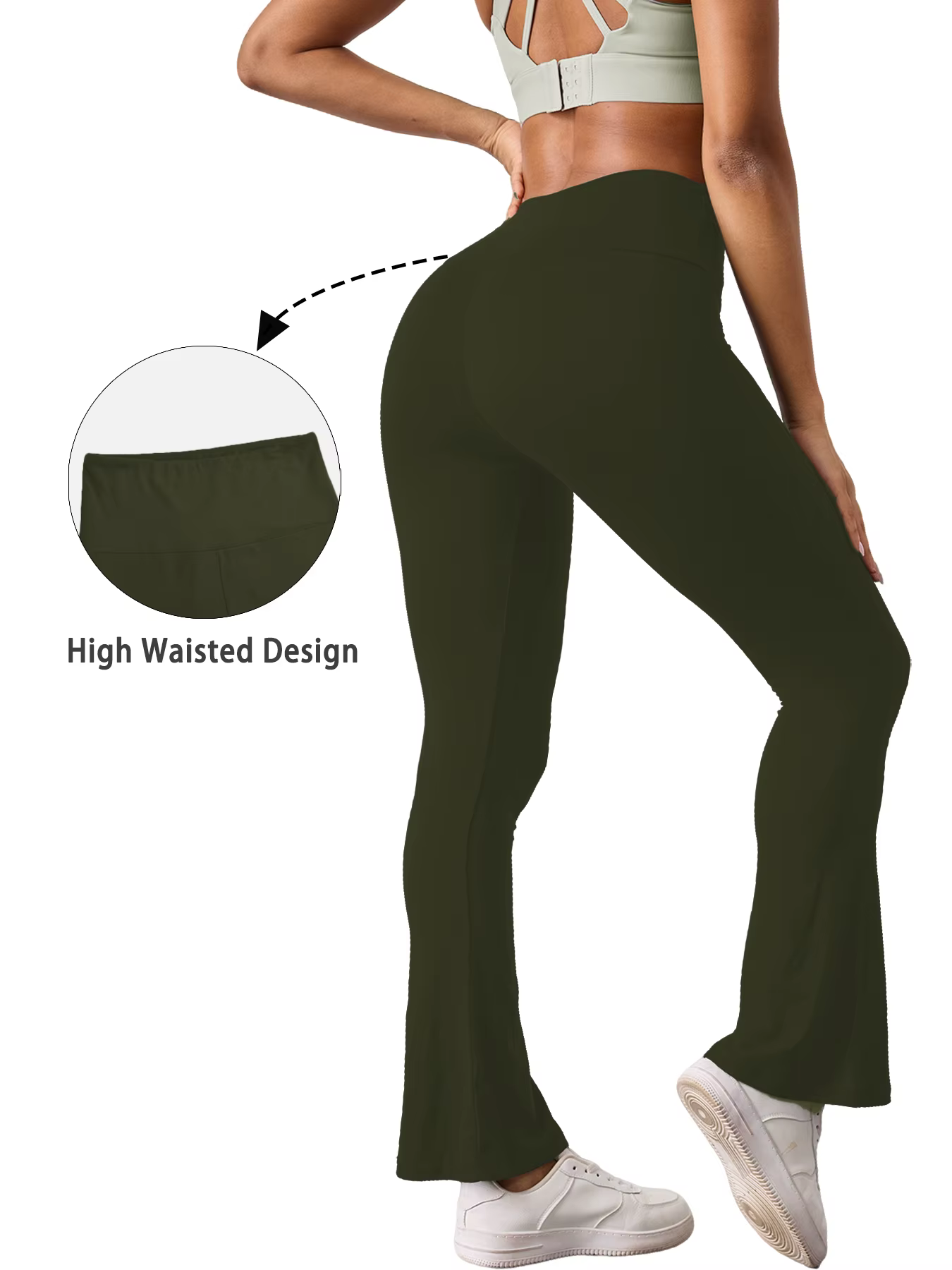 Pantalon évasé super doux pour femme, taille haute, effet ventre plat, legging de yoga et d'entraîne
