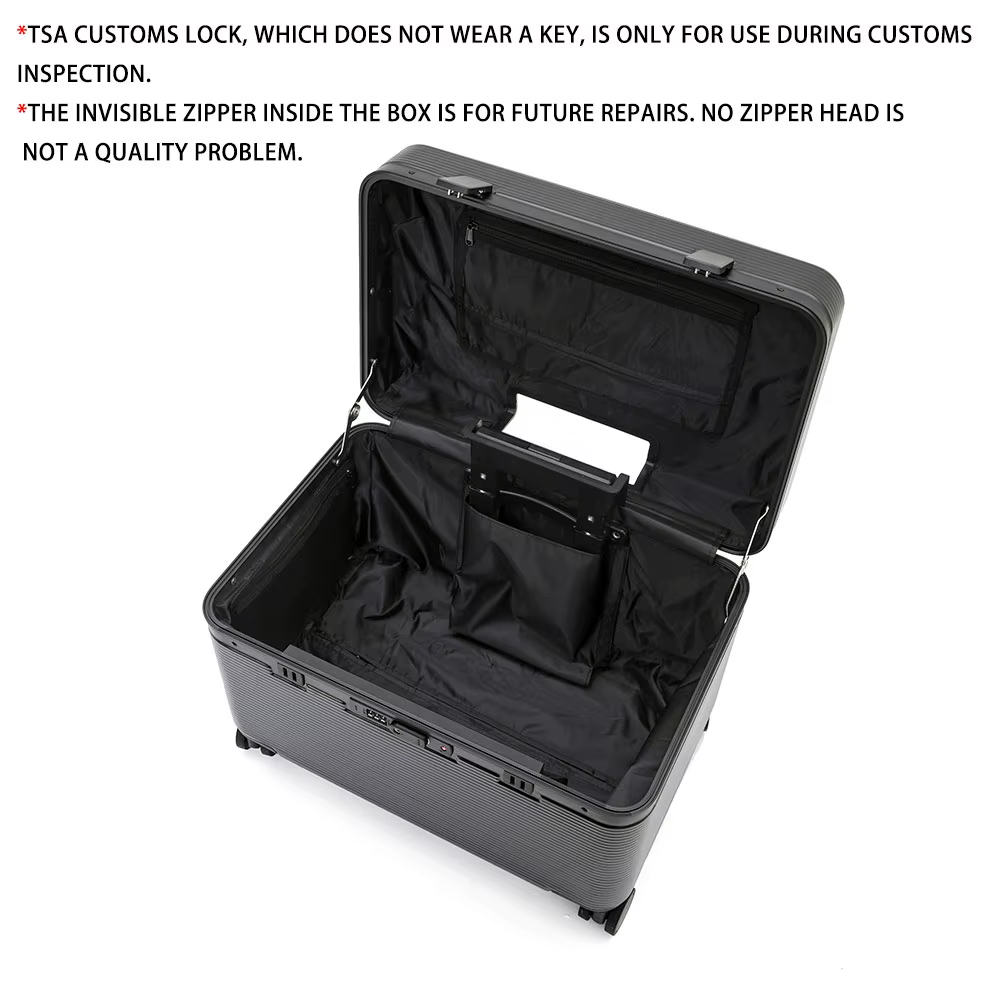 Valise à cadre en alliage d'aluminium, valise à roulettes portable ABS à ouverture supérieure, roues