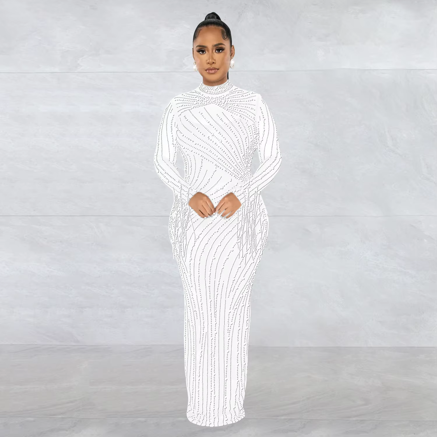 Rotterdam-Robe Longue Transparente avec Strass, Costume Luxueux de Danseuse, Tenue de Soirée Nue Cli