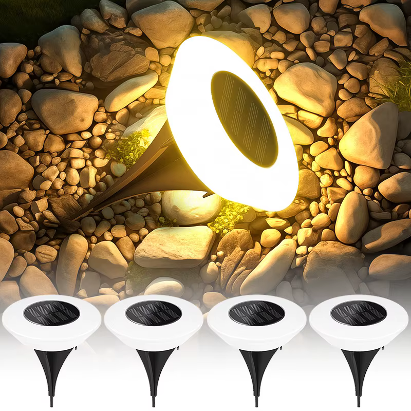 1/4 pièces lumières extérieures solaires 14LED lampe de pelouse étanche, 360 ° Éclairage au sol po