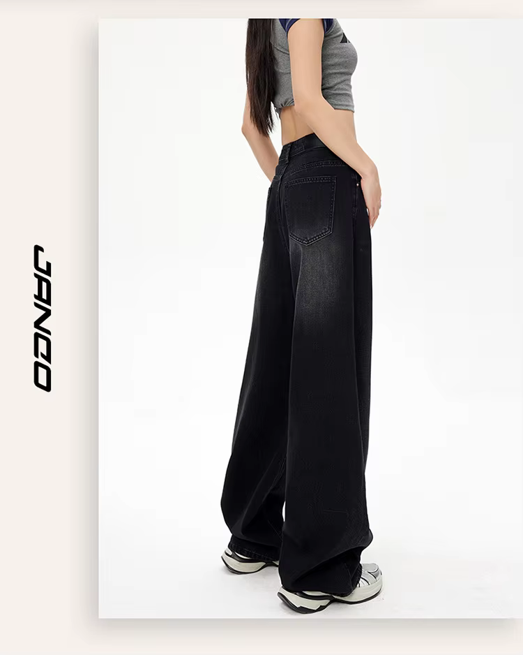 Lady RetroY2K Style taille haute jean pantalon femmes mode jambe droite Denim pantalon filles chaude