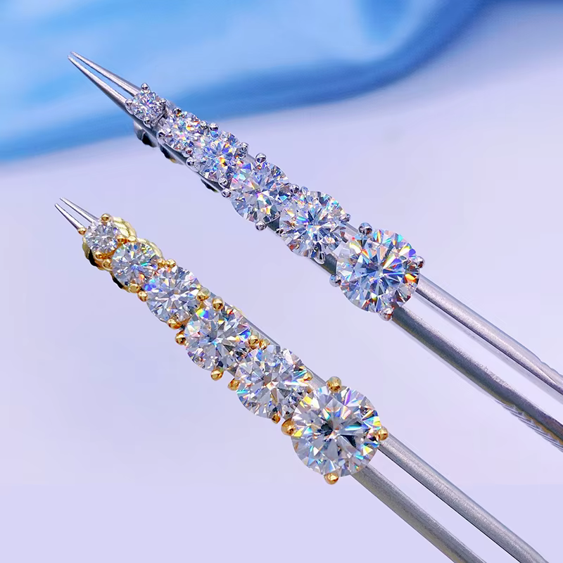 Boucles d'oreilles en diamant Moissanite pour femmes, Test réel 0.1-3CT, plaqué argent platine S925,