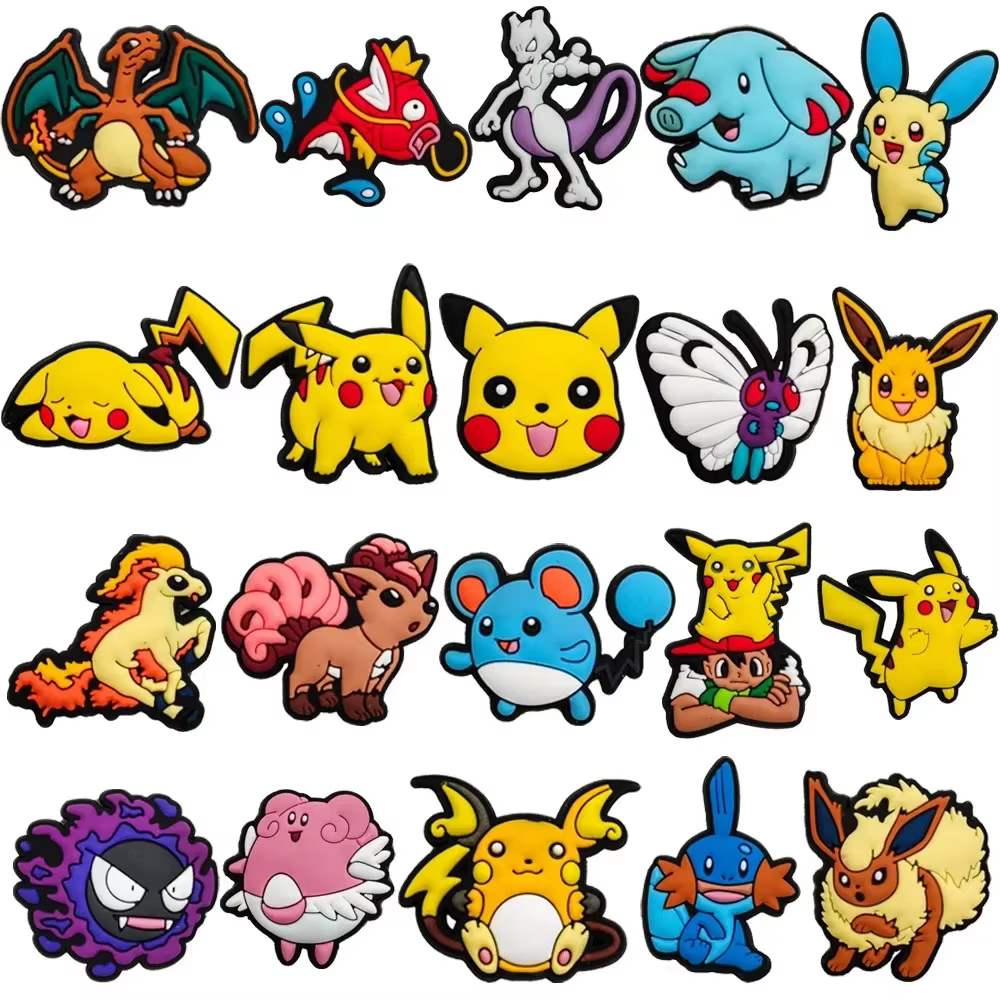 Breloques de chaussures Pokemon Pikachu pour sabots, sandales, décoration en PVC, accessoires de cha