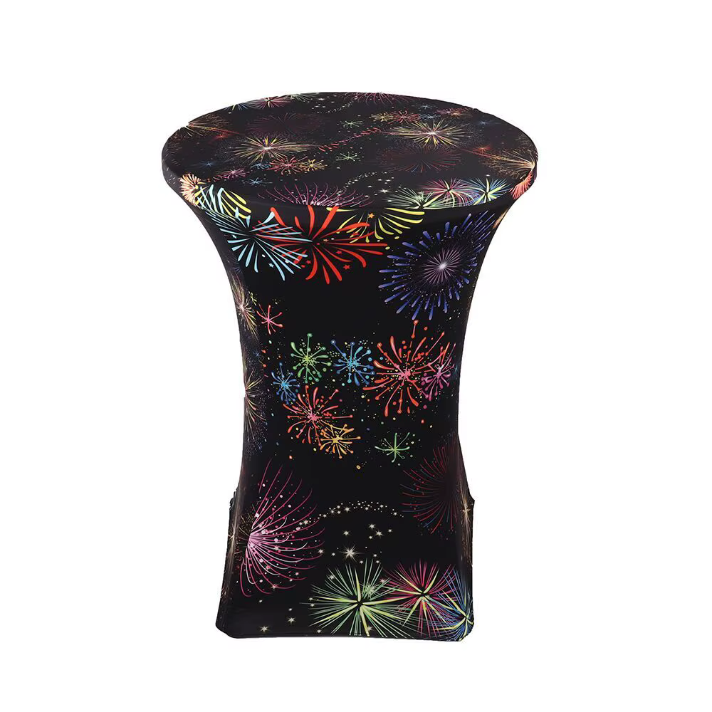 Couverture de support de cocktail à impression numérique ronde, grille de table commandée en spandex