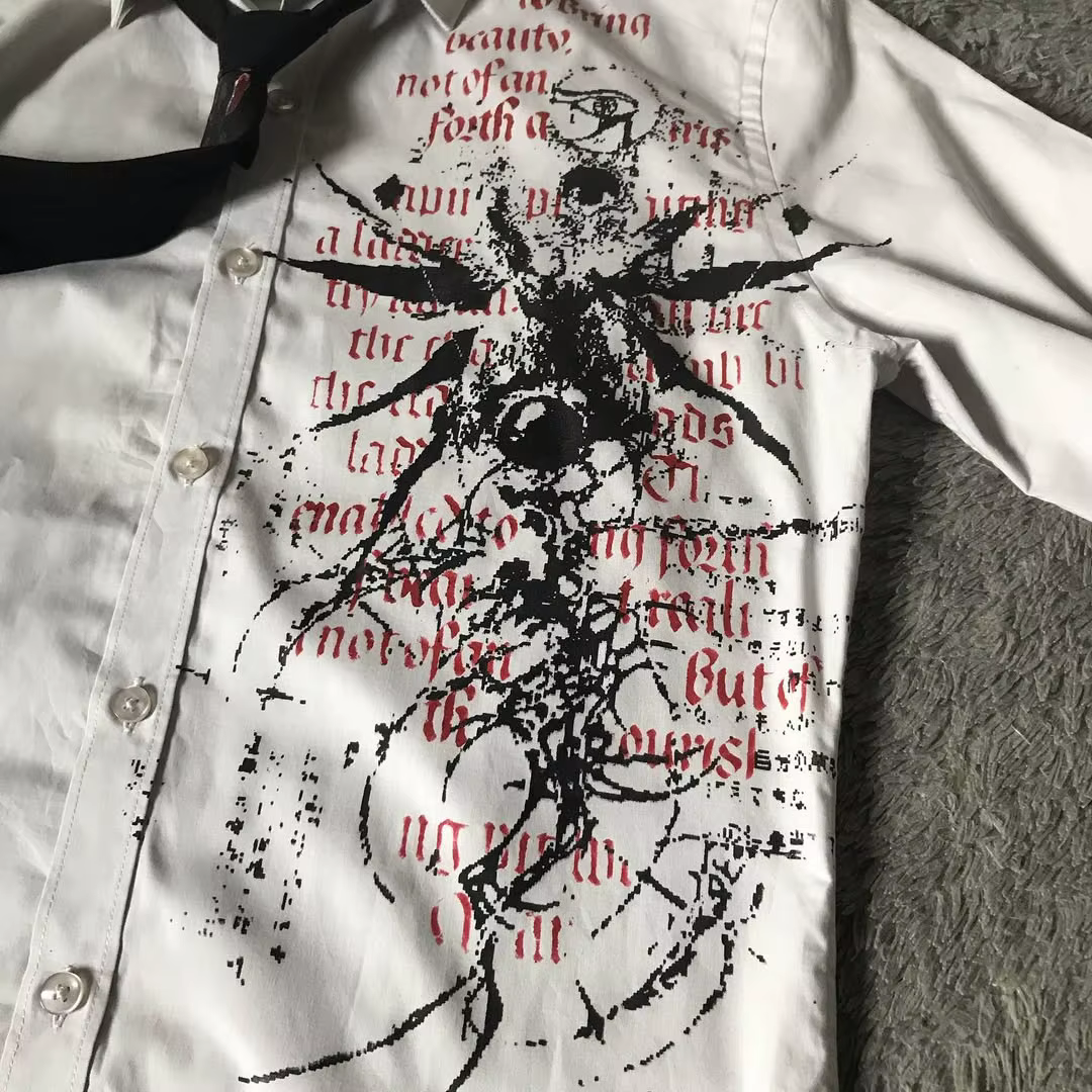 Y2K Style gothique manches longues chemise Affliction Harajuku rétro col en v chemise hommes crâne é