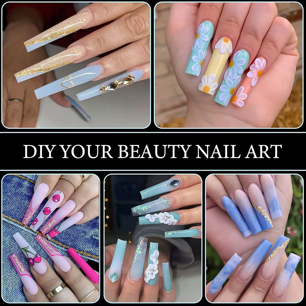 120 pièces longs clair cercueil ongles conseils courbe Extra longue demi couverture cercueil ongles