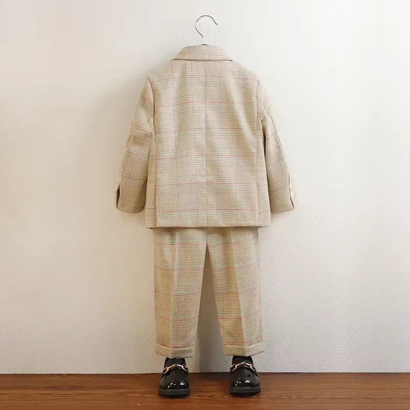 Costume de mariage pour enfants de 8 à 12 ans, vêtements d'automne pour garçons, ensemble Blazer à c