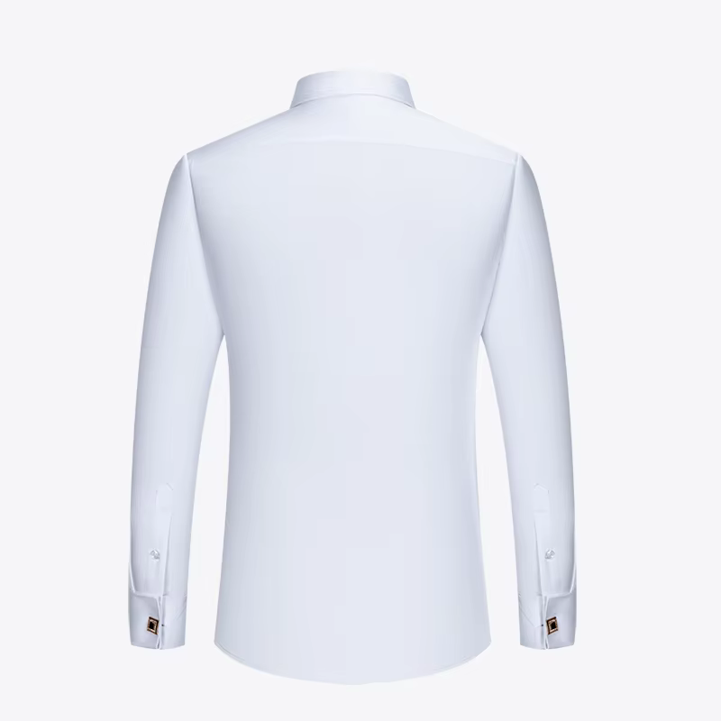 Boutons de manchette français brodés pour hommes, chemise à manches longues avec épingles à col, che