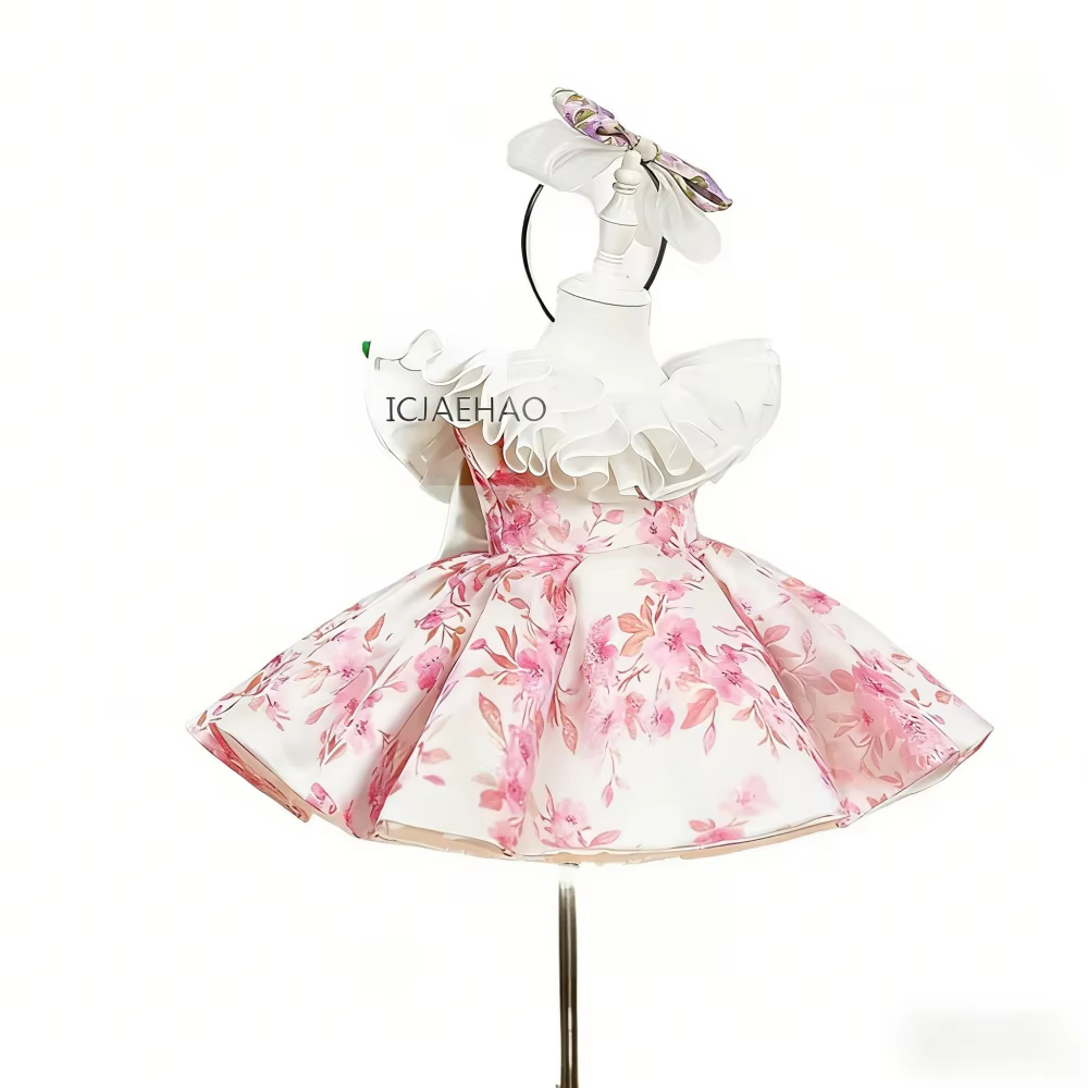 Robe de soirée pour filles, costume de fête du premier anniversaire, robe de soirée fleurie pour enf