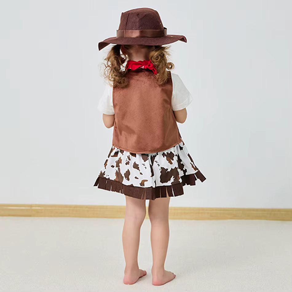 Ensemble de vêtements de cowgirl pour enfants, veste, jupe, chapeau, tenue de spectacle pour filles,