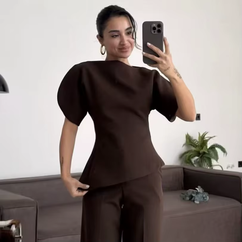 T-shirts à manches courtes bouffantes décontractés chics pour femmes, nouveaux t-shirts à manches co