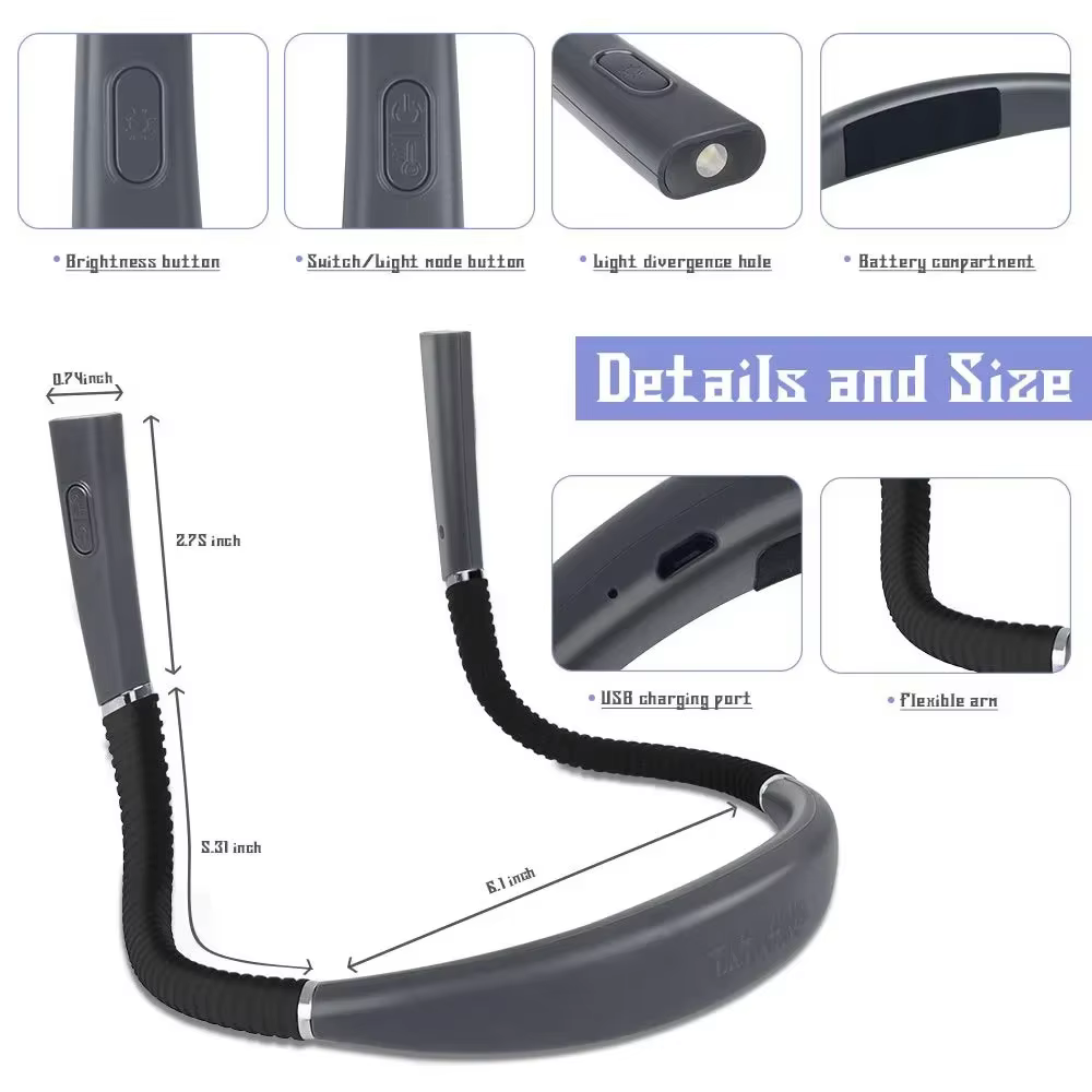 Lampe de lecture au cou nouveauté lumières de cou flexibles lampe de livre mains libres lampe de lec