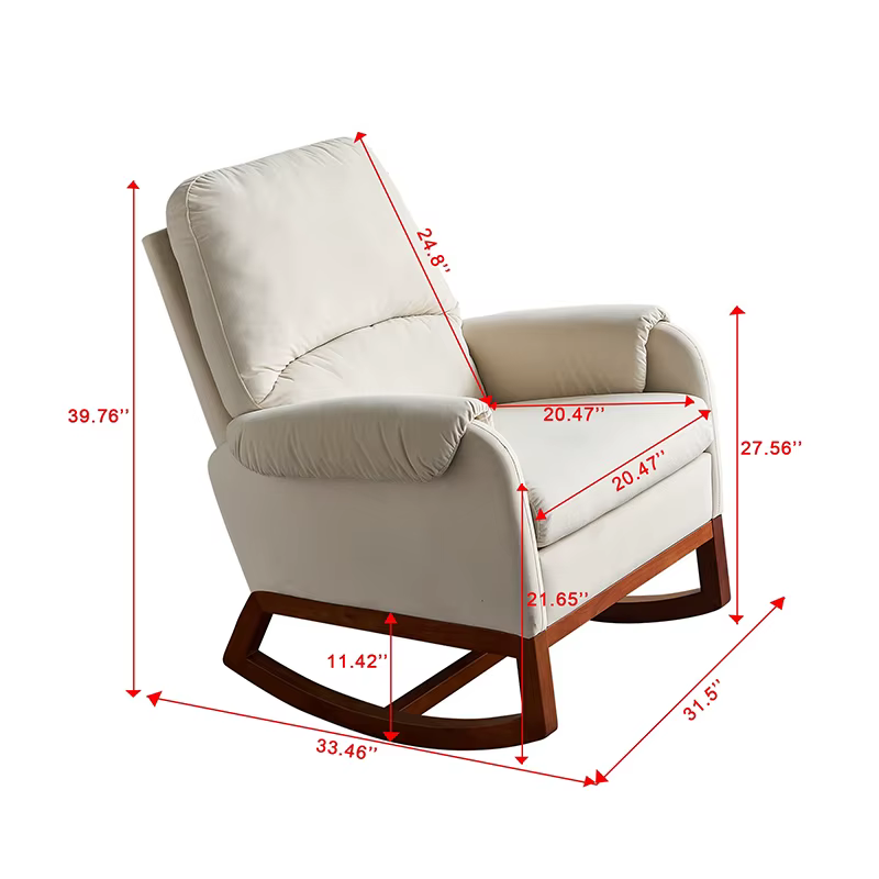 Chaise à Bascule Moderne et Confortable en Velours, Beige, pour Salon et Salle de Lecture