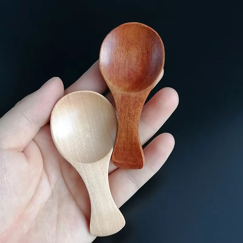 Mini cuillères en bois pour enfants, 4 pièces, petite cuillère à condiments pour épices, sucre, thé,