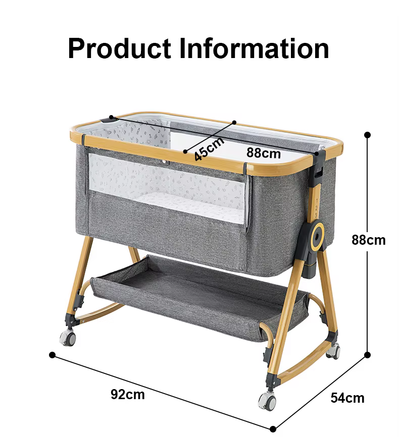 Lit bébé multifonctionnel avec réglage de hauteur pliable, berceau, lit de couchage, lit d'appoint p