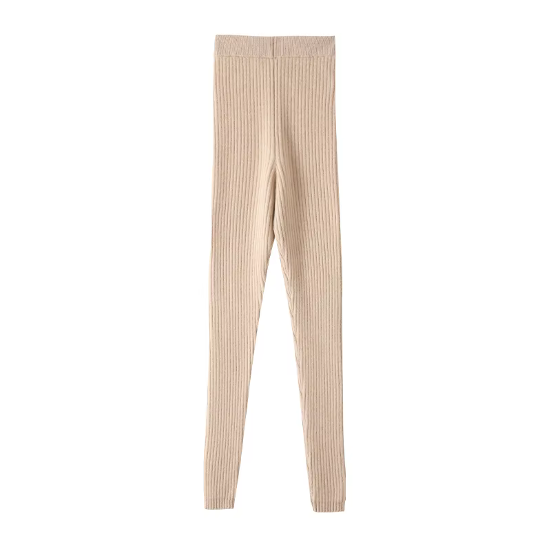 FJG-Pantalon long en cachemire élastique pour femme, legging en tricot pour femme, taille haute, 100