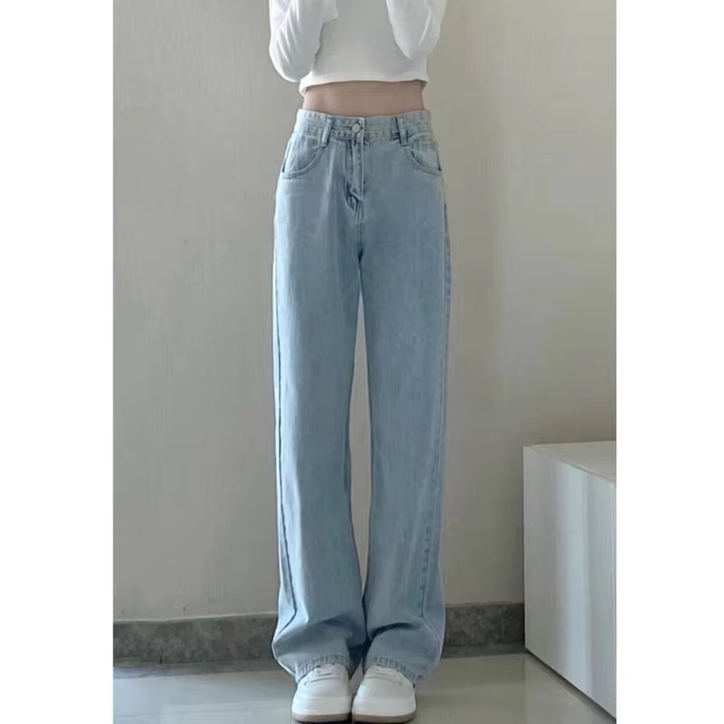 Automne printemps jean femmes Denim pantalon Vintage pantalon droit mode femme blanc noir solide amp