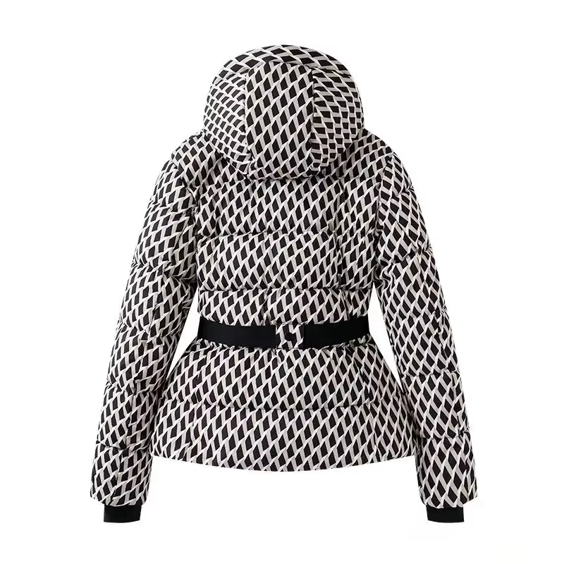 Manteaux Parkas de Sport rembourrés à capuche pour femmes, taille haute, avec ceinture, élégants, ép