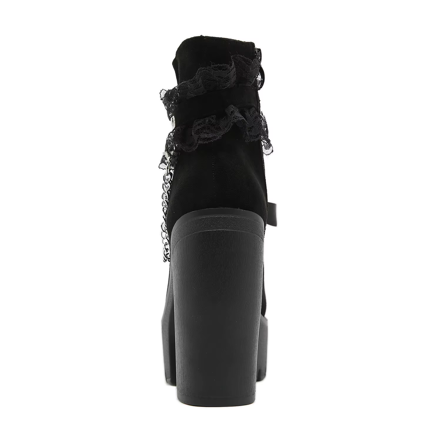 Gdgydh-Bottes gothiques vintage pour femmes, bottes de rinçage en dentelle, talon épais, fermeture à