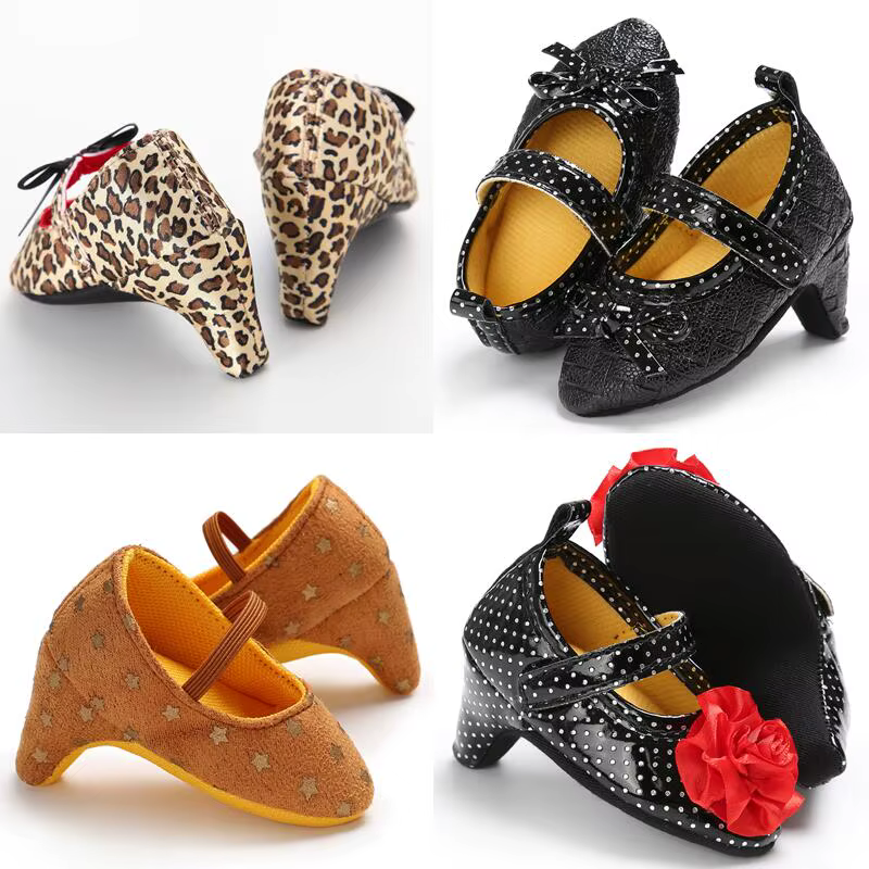 Chaussures classiques pour nouveau-né, en tissu antidérapant, à talons hauts pour filles, chaussures