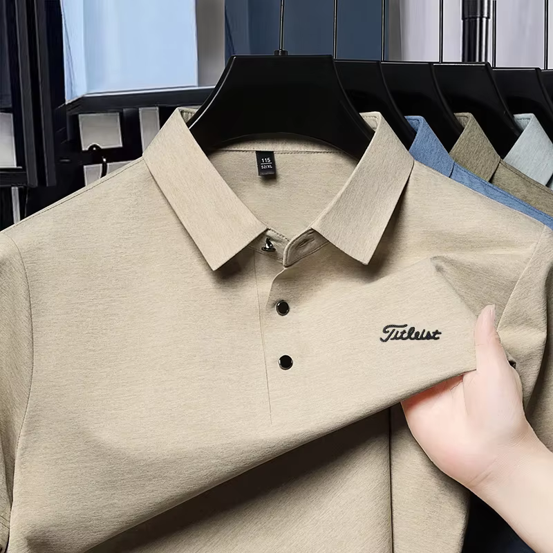 Polo de luxe premium pour homme, nouveau t-shirt à col boutonné avec imprimé lettres, style européen