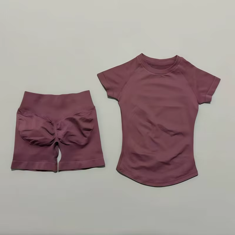 Ensemble de sport HISTELLO 2 pièces, vêtements de yoga sans couture à manches courtes, ensemble de f