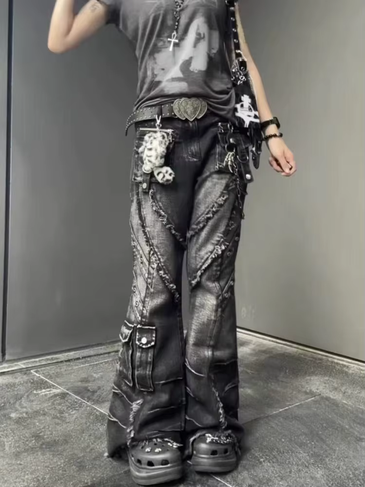 Jean évasé en denim pour femme, style japonais Y2K, collection Automne Hiver 2026, coupe cloche, des
