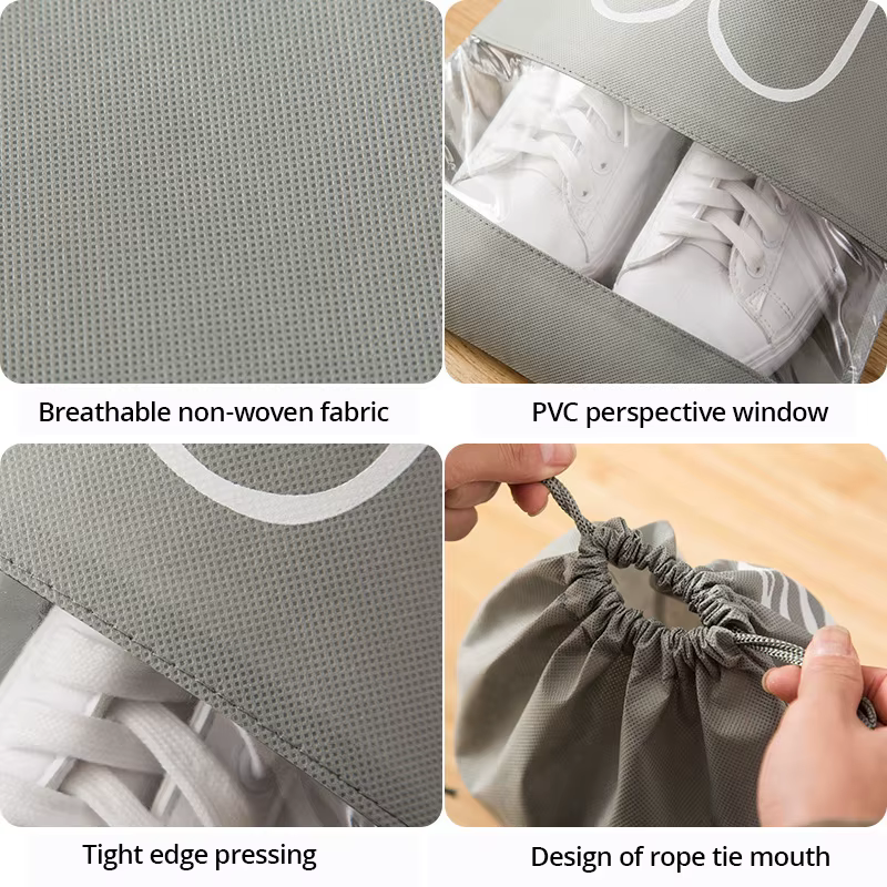 Sac de rangement pour chaussures en tissu non tissé épaissi, grande capacité, étanche à l'humidité, 