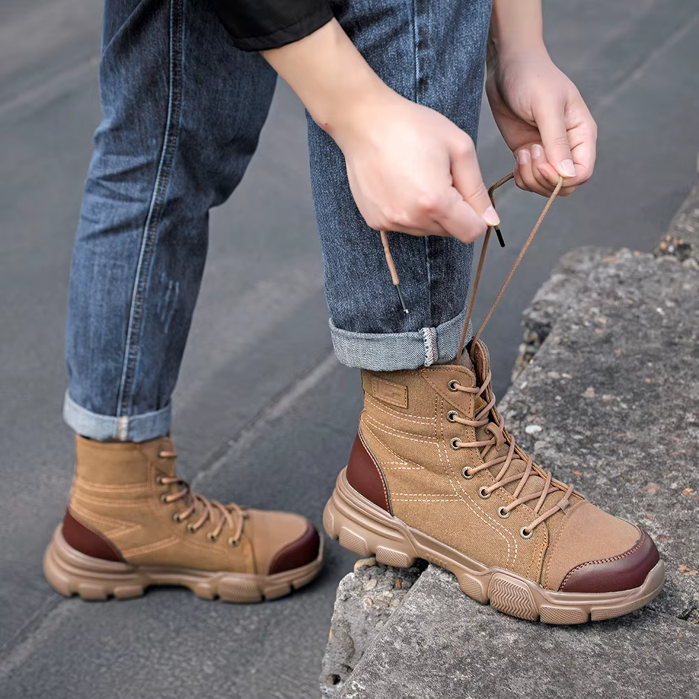 Chaussures de travail en toile, chaussures de sécurité légères, résistantes aux chocs, embout en aci
