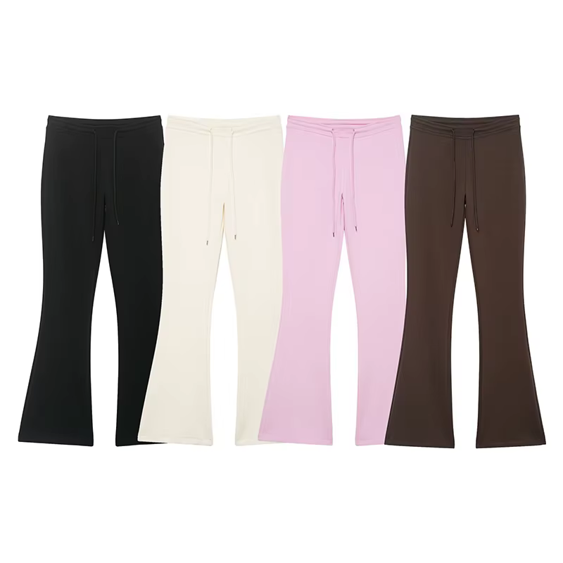 Willshela femmes mode solide cordon Flare pantalon Vintage haute taille élastique pleine longueur fe