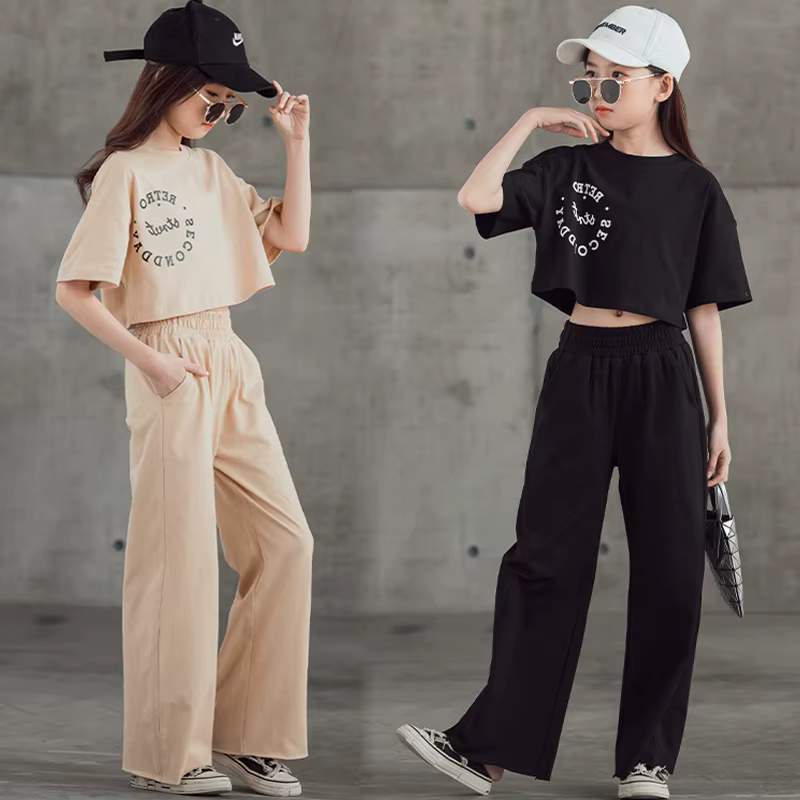 Ensemble de vêtements pour adolescentes de printemps et d'été, t-shirt et pantalon courts pour enfan