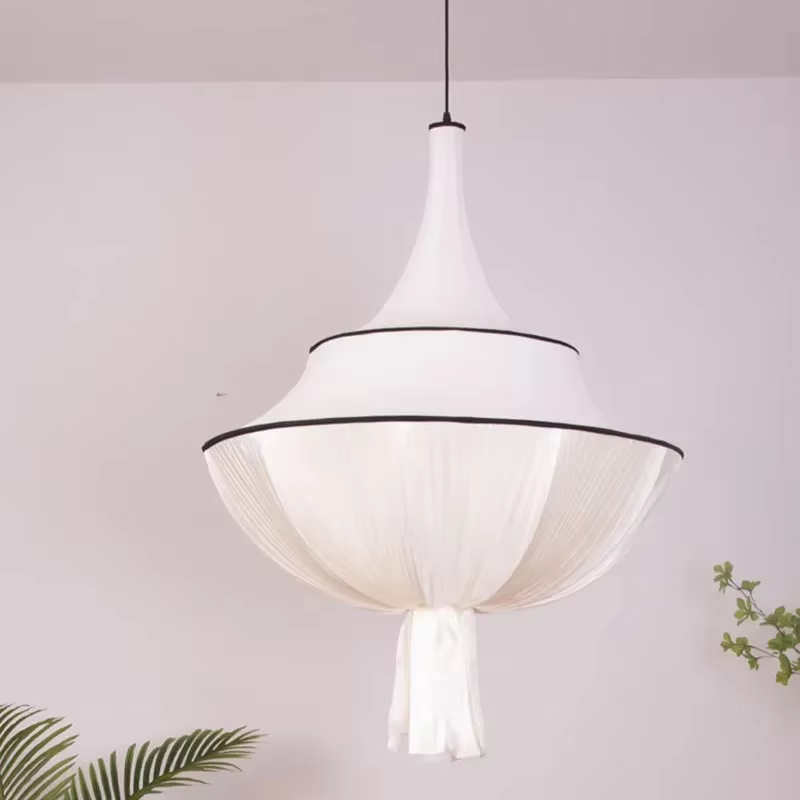 Lampe suspendue en tissu français pour plafond, Vintage, luminaire décoratif d'intérieur, idéal pour