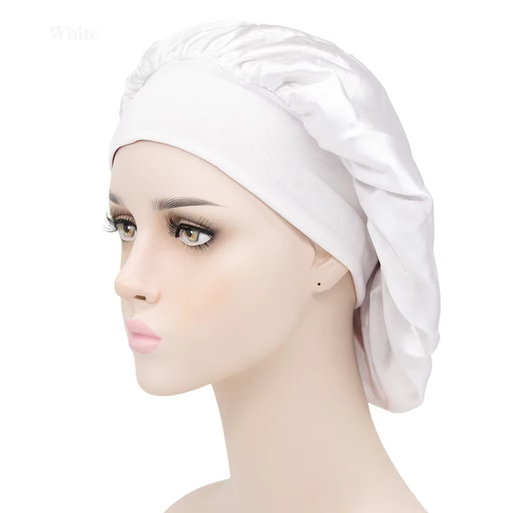 Bonnet de nuit en satin soyeux pour femmes, élastique, pour cheveux bouclés et crépus, accessoires d