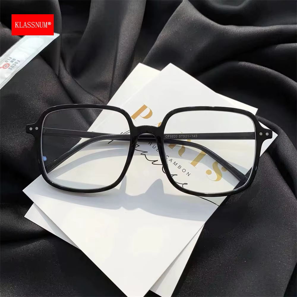 KLASSNUM femmes Anti-lumière bleue lunettes surdimensionné carré Ultra-léger Transparent lunettes d'