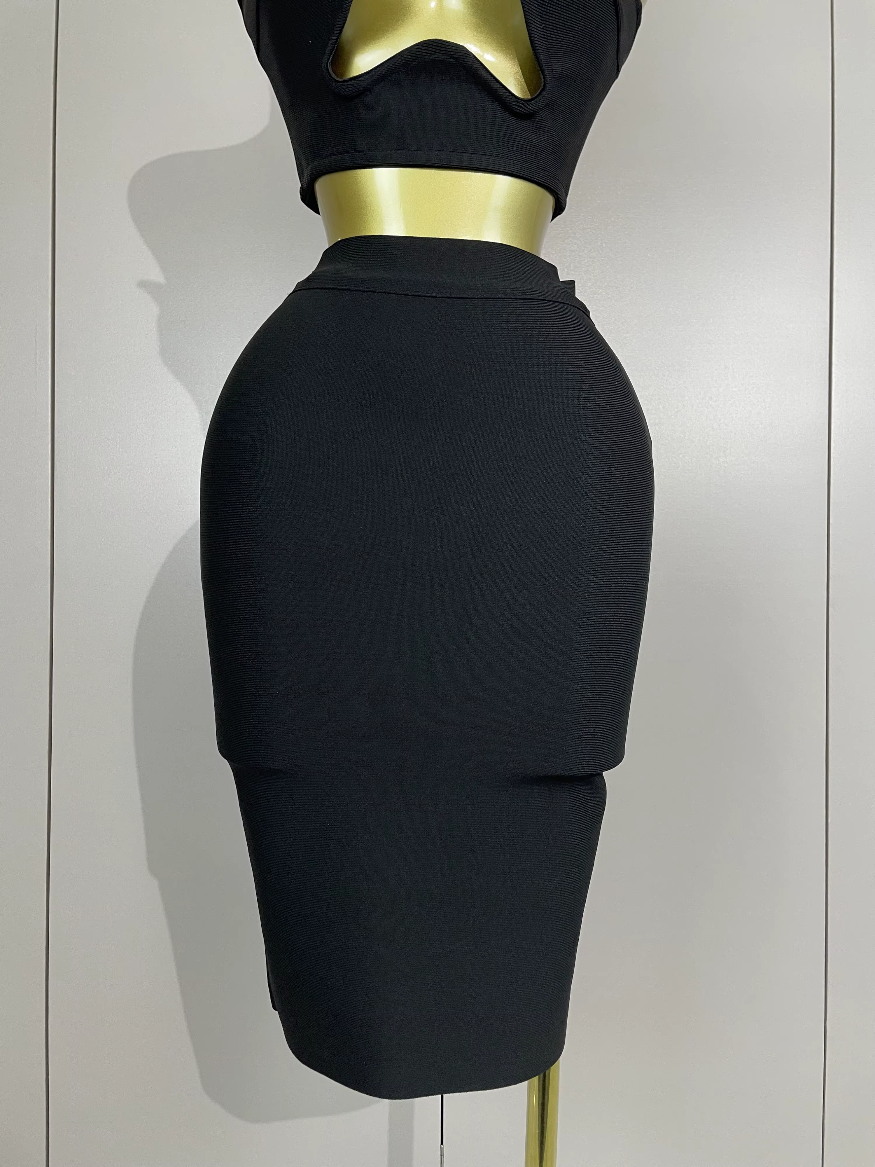 2025 Femmes Sexy Bretelles Dos Nu Noir Bandage Deux Pièces Costume Célébrité Designer De Mode Robe D
