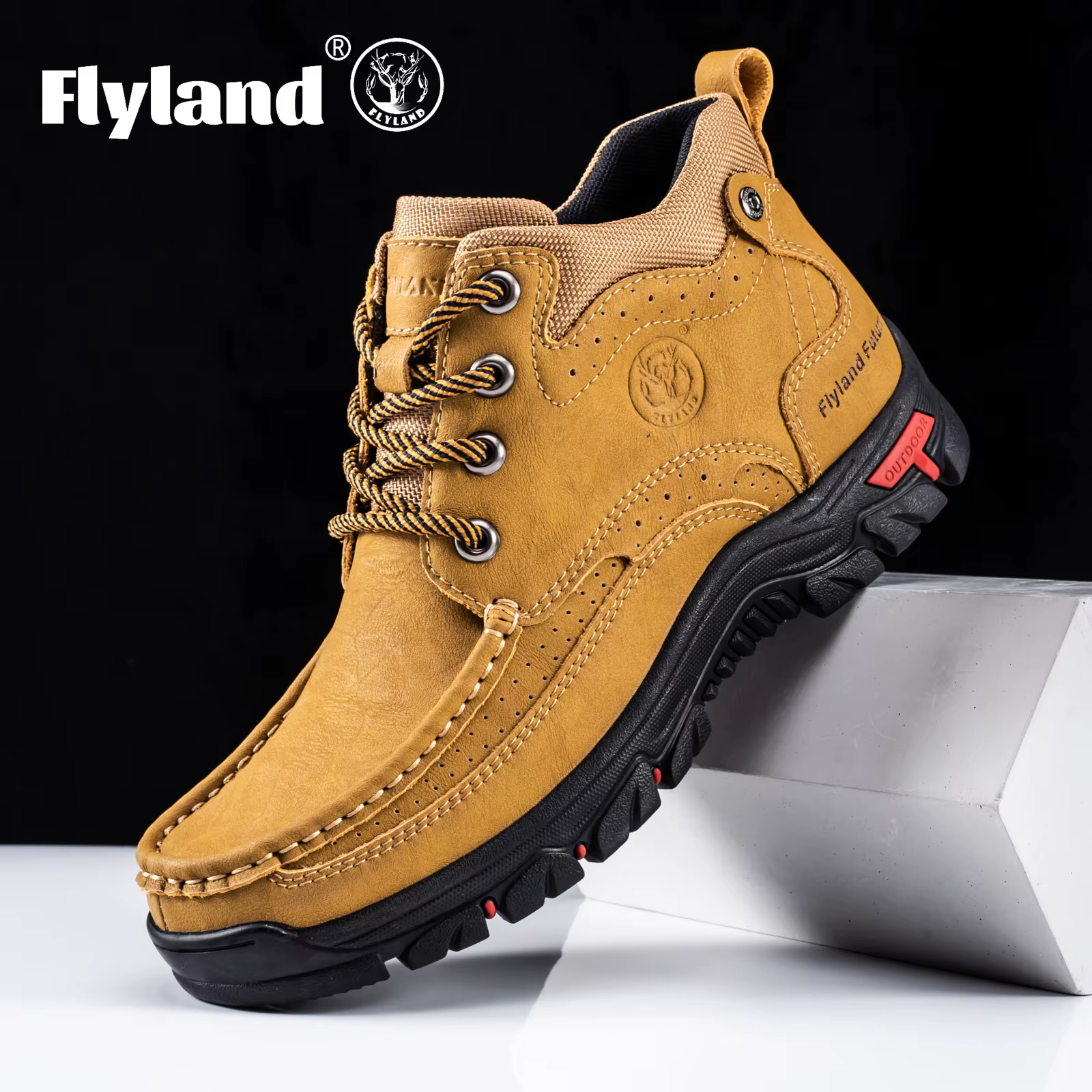 FLYLAND hommes Chukka bottes chaussures en cuir décontractées mode Vintage à la main hommes baskets