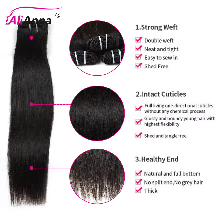 Mèches naturelles brutes vietnamiennes Super Double tirage, Extensions de cheveux lisses non traités