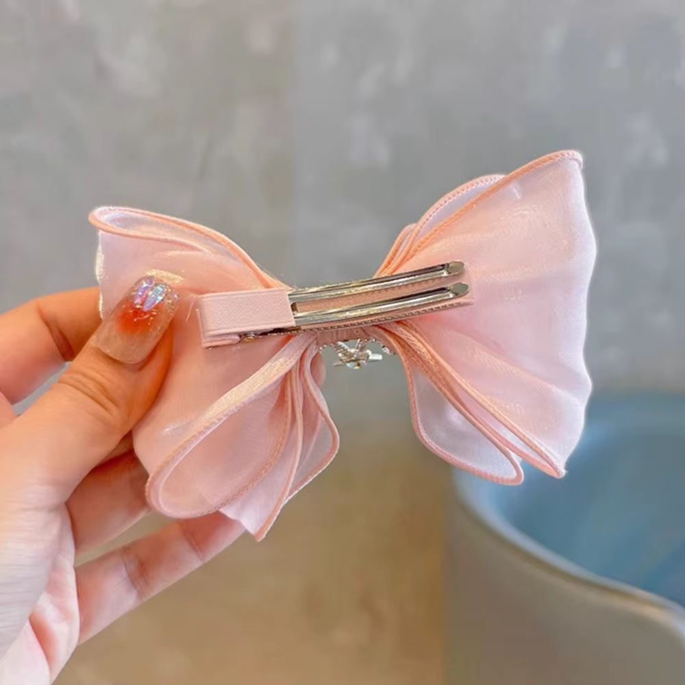 Épingles à cheveux princesse gros nœuds pince à cheveux enfants couronne ruban bec de canard pince f