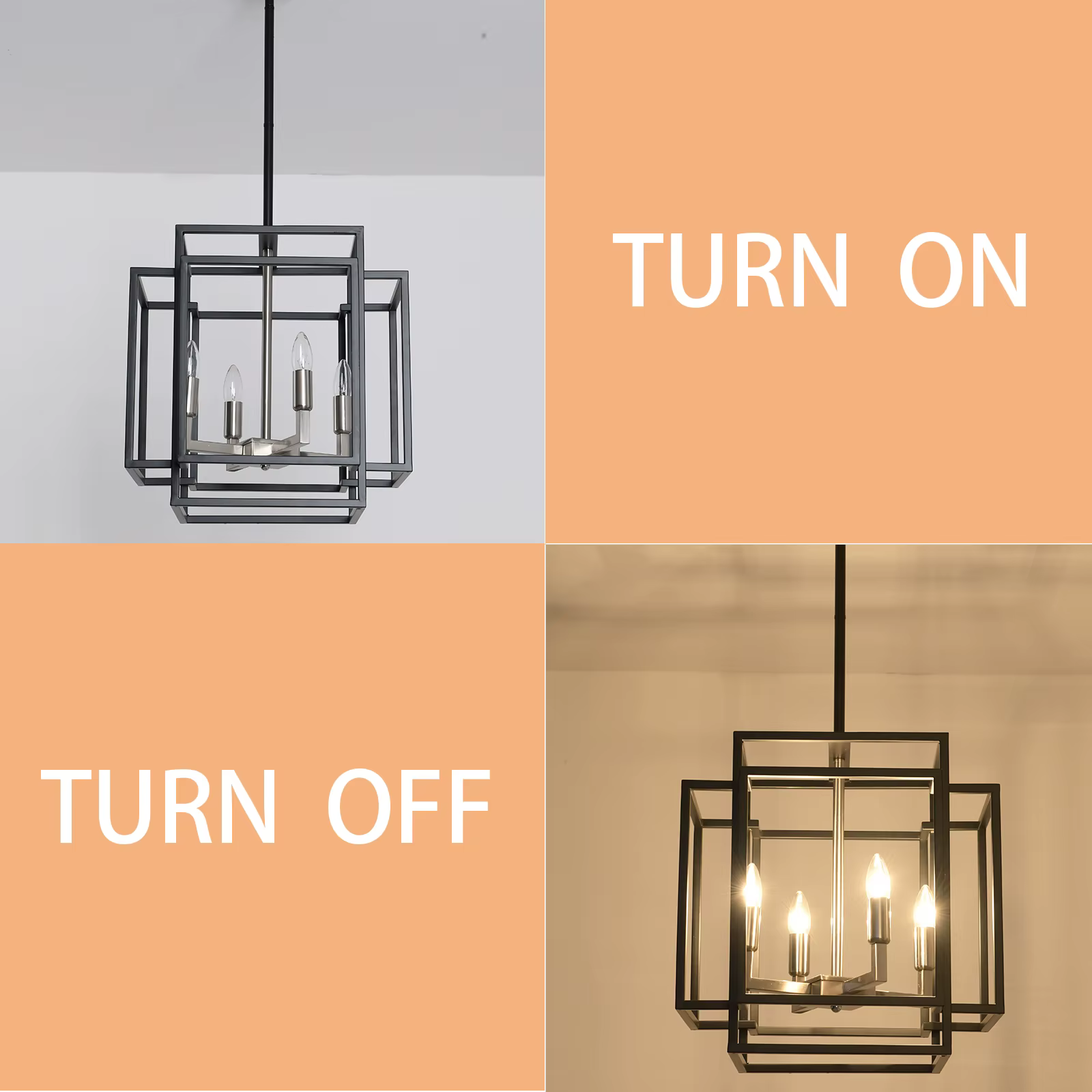 Lustre de salon industriel de style américain, luminaires suspendus, lanterne de ferme, 4 lumières,